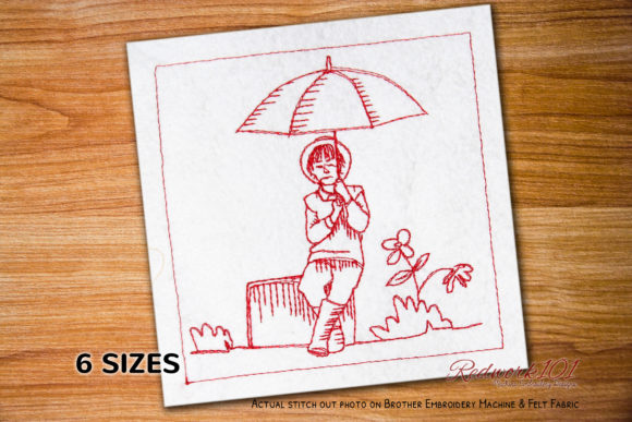 Boy with Umbrella Bluework