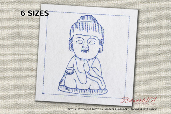 Cute Little Sitting Buddha Redwork