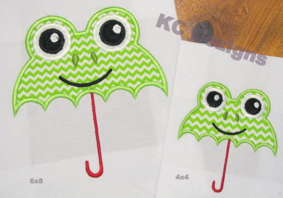 Frog Umbrella Embroidery Design