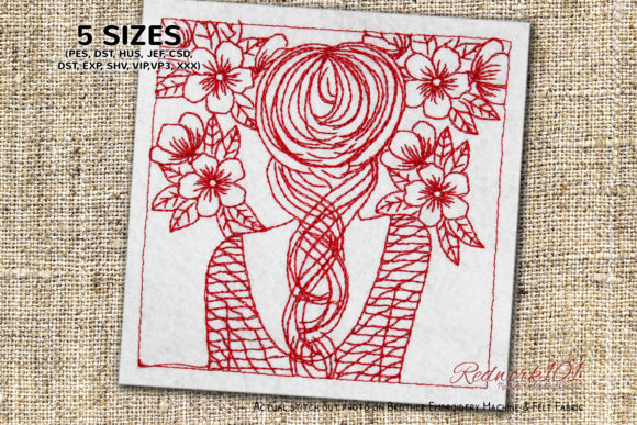 Girl in Flower Frame Bluework