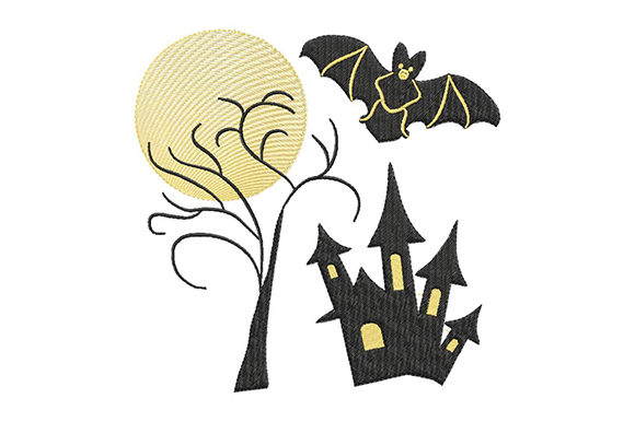 Halloween Moon and Haunted House