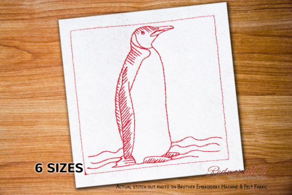 Penguin on Snow Redwork